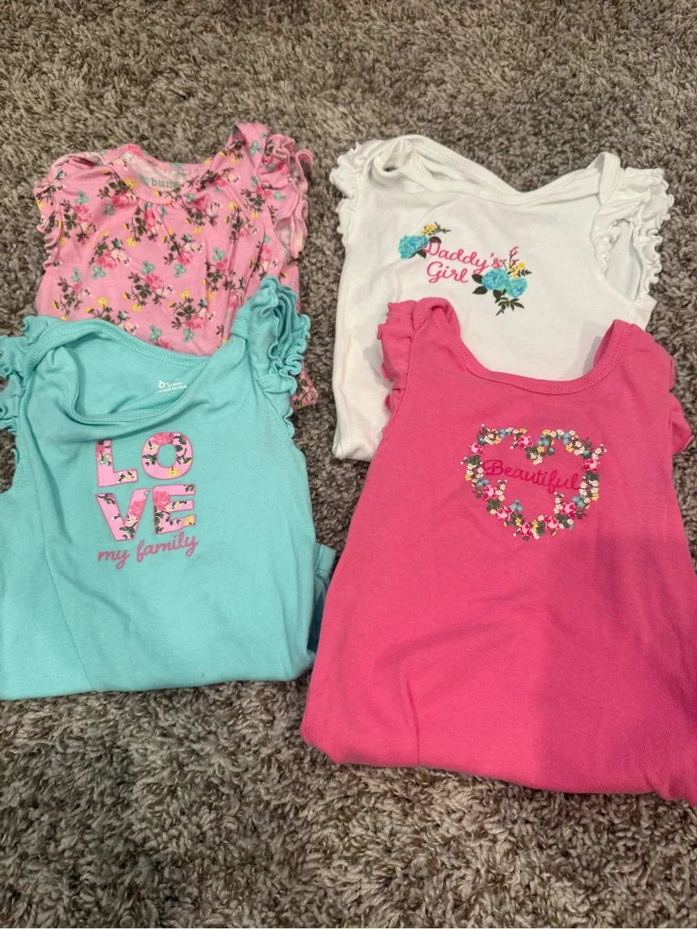 Girls Pink Floral Heart onesies bundle